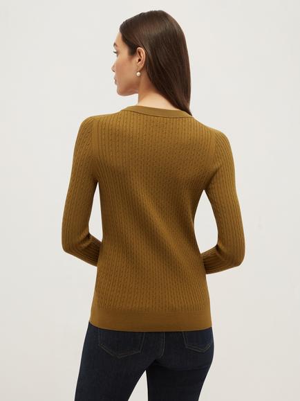 Hobbs Iris Cable Knit Jumper, Green - view 2, Green