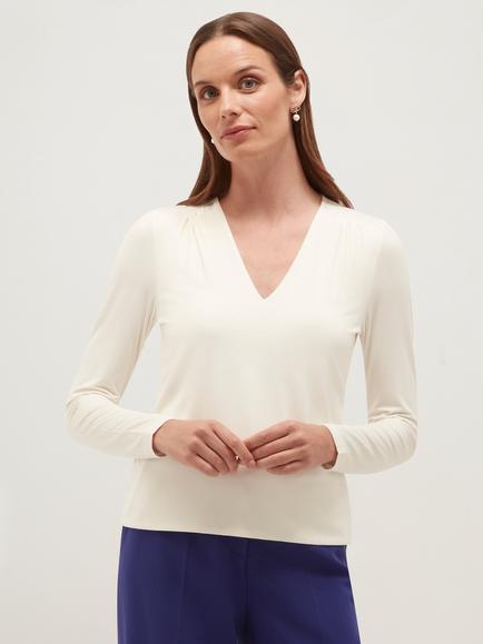Hobbs Hannah Jersey Top, Cream, Cream