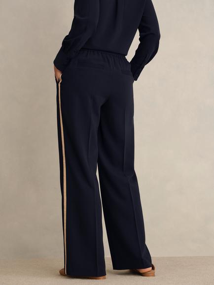 Hobbs Petite Hadley Trousers, Navy/Camel - view 2, Navy/Camel