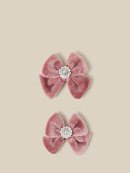 Monsoon Kids' Diamante Bow Hair Clips, Pack of 2, Pink, Pink