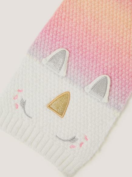 Monsoon Kids' Knitted Ombre Unicorn Scarf, Multi - view 2, Multi
