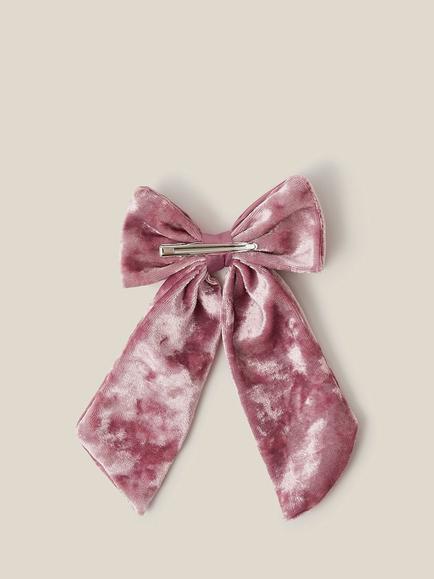 Monsoon Kids' Velvet Bow Hair Clip, Pink - view 2, Pink