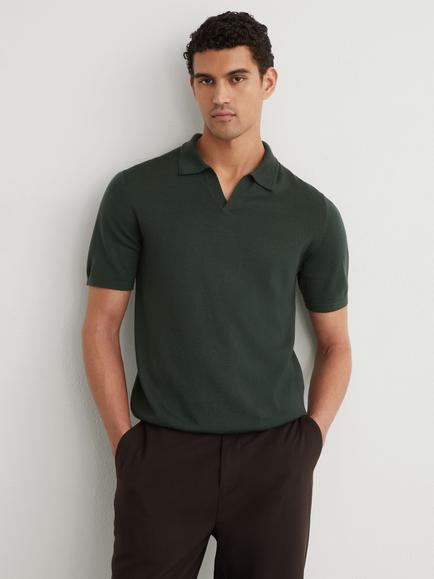 Reiss Duchie Wool Polo Shirt, Dark Green