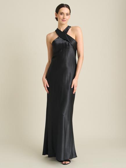 Gina Bacconi  Eunice Satin Maxi Dress, Black
