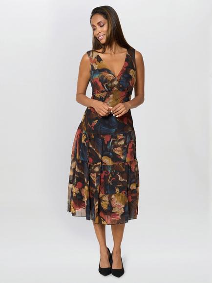 Gina Bacconi Wenda Floral Midi Dress, Rust, Rust