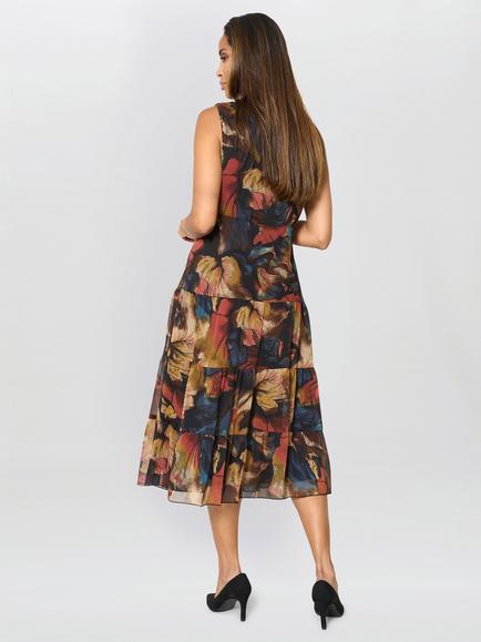 Gina Bacconi Wenda Floral Midi Dress, Rust - view 2, Rust