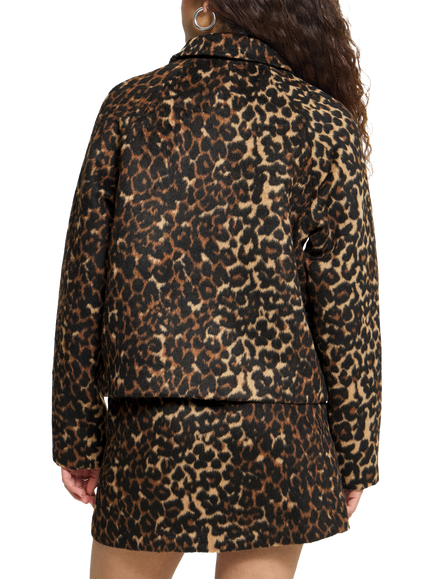ICHI IhWoola Leopard Print Jacket, Brown/Multi - view 2, Brown/Multi
