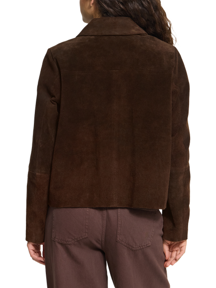 ICHI IhLivia Long Sleeve Suede Jacket, Coffee Bean - view 2, Coffee Bean