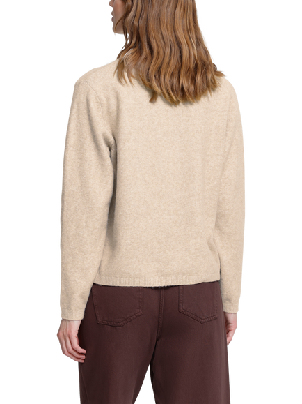 ICHI Ihdasila V-Neck Jumper, Oatmeal Melange - view 2, Oatmeal Melange