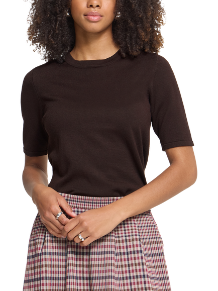 ICHI Ihluls Viscose Rich Crew Neck Jumper, Chocolate Torte, Chocolate Torte
