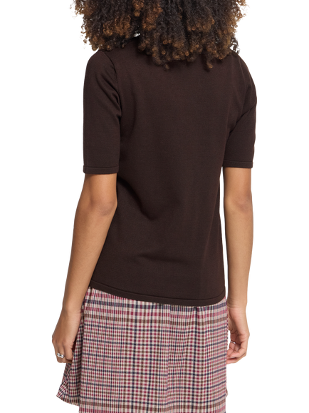 ICHI Ihluls Viscose Rich Crew Neck Jumper, Chocolate Torte - view 2, Chocolate Torte