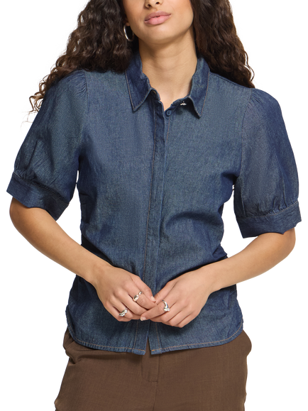 ICHI IhArcher Blouson Sleeve Shirt, Denim Authentic Blue, Denim Authentic Blue