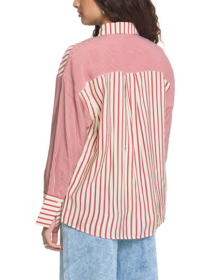 ICHI IhLouri Striped Shirt, White/Rhododendron - view 2, White/Rhododendron