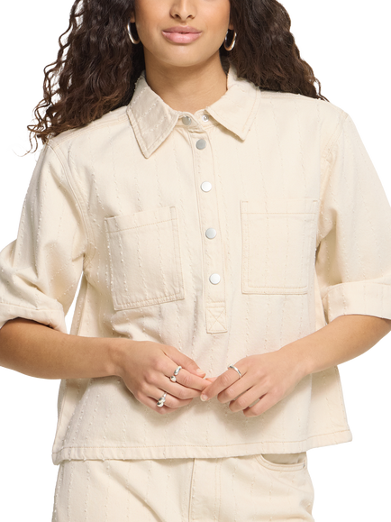 ICHI Hezallo Textured Shirt, Birch, Birch