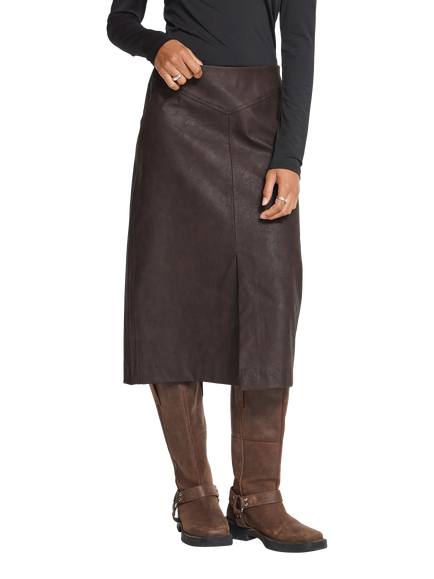ICHI Ihkanira A-Line Midi Skirt, Chocolate Torte, Chocolate Torte