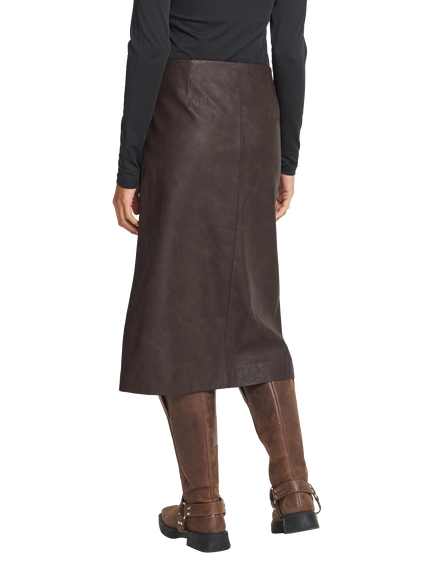 ICHI Ihkanira A-Line Midi Skirt, Chocolate Torte - view 2, Chocolate Torte