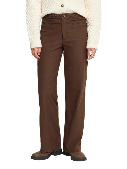 ICHI IhKate Cotton Rich Straight Trousers, Chicory Coffee, Chicory Coffee