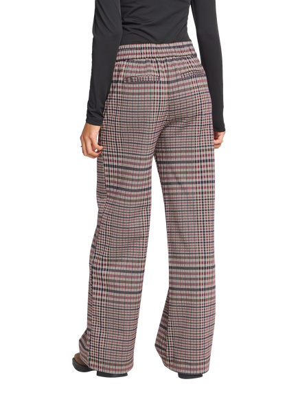 ICHI Ihkate Wide Leg Checked Trousers, Red Mix Check - view 2, Red Mix Check