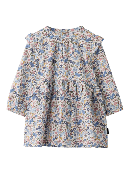 Polarn O. Pyret Baby Long Sleeve Floral Dress, Natural, Natural