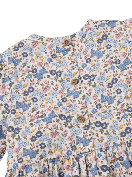 Polarn O. Pyret Baby Long Sleeve Floral Dress, Natural - view 2, Natural