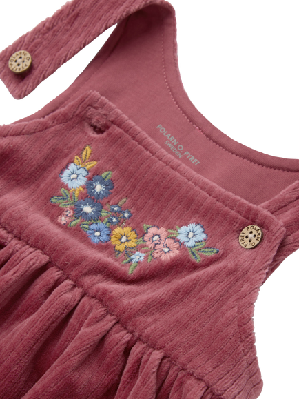 Polarn O. Pyret Baby Corduroy Pinafore Dress, Pink - view 2, Pink