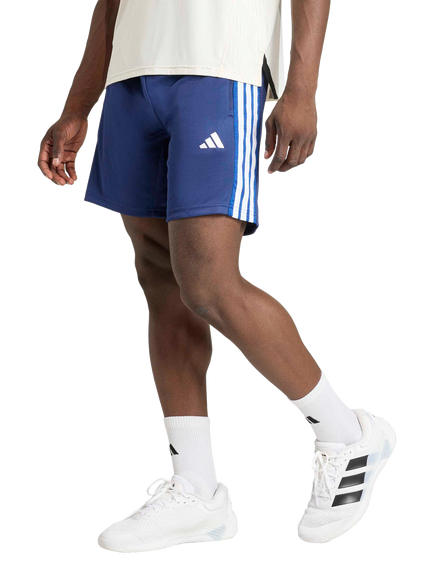 adidas Workout Essentials All-Set 3-Stripes Knit Shorts, Blue, Blue White