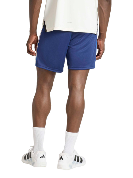 adidas Workout Essentials All-Set 3-Stripes Knit Shorts, Blue - view 2, Blue White