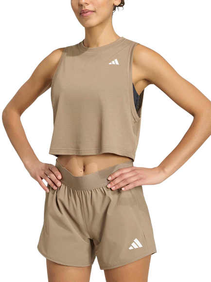 adidas Train Essentials Boxy Workout Tank Top, Khaki, Khaki