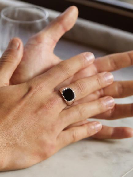 BARTLETT LONDON Onyx Signet Ring, Silver - view 2, Silver