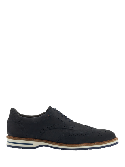 Dune London Barkings Nubuck Brogues, Navy, Navy