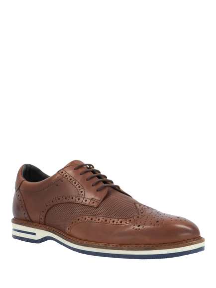 Dune London Barkings Top Stitched Leather Brogues, Tan - view 2, Tan