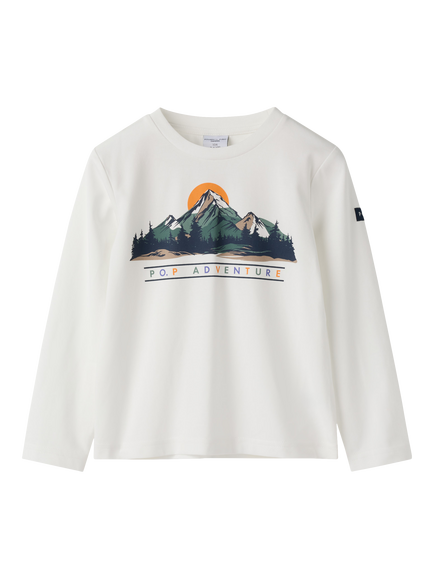 Polarn O. Pyret Kids' Long Sleeve Graphic Print Top, White, White