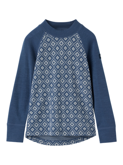 Polarn O. Pyret Kids' Pure Wool Printed Jumper, Blue, Indigo