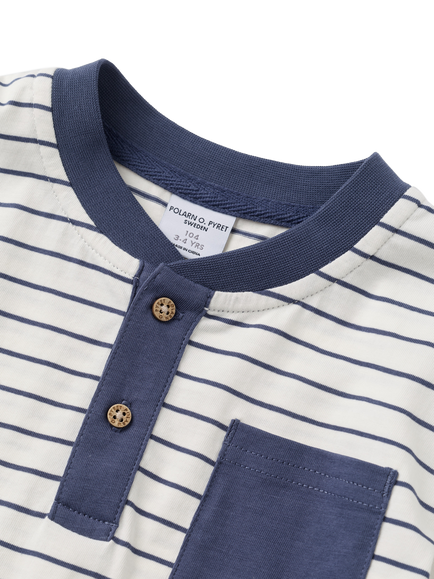 Polarn O. Pyret Kids' Long Sleeve Button Top, Natural - view 2, Natural