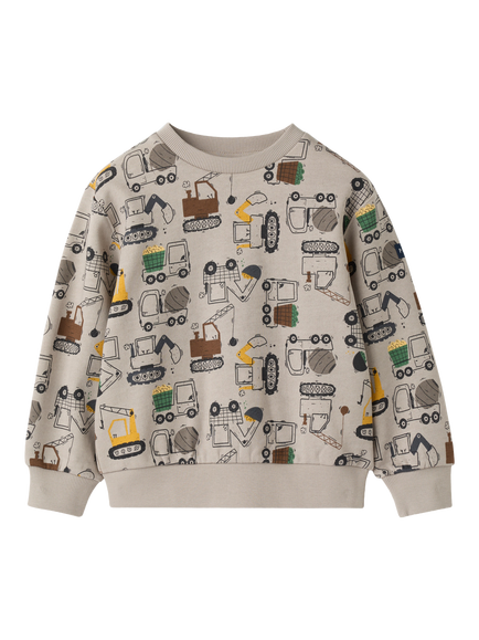 Polarn O. Pyret Kids' Pure Cotton Vehicle Print Sweatshirt, Natural, Natural