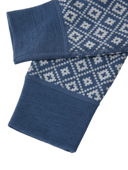 Polarn O. Pyret Kids' Pure Wool Long John Trousers, Blue - view 2, Blue