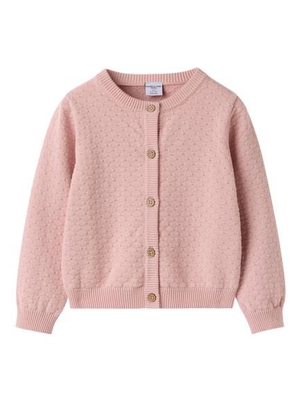 Polarn O. Pyret Kids' Knitted Cotton Cardigan, Pink, Pink