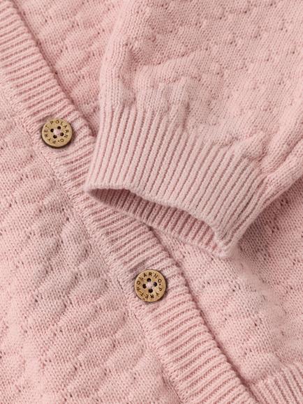 Polarn O. Pyret Kids' Knitted Cotton Cardigan, Pink - view 2, Pink
