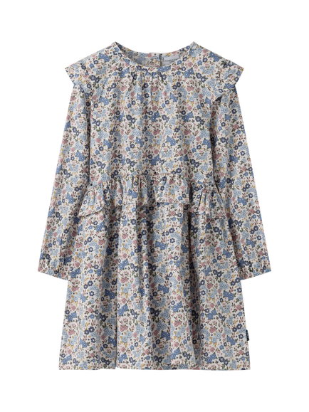 Polarn O. Pyret Kids' Long Sleeve Floral Dress, Natural, Natural
