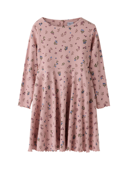 Polarn O. Pyret Kids' Long Sleeve Floral Dress, Pink, Pink