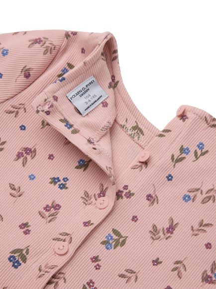Polarn O. Pyret Kids' Long Sleeve Floral Dress, Pink - view 2, Pink