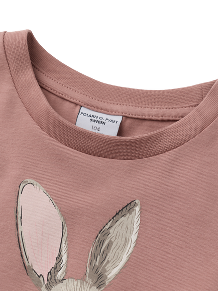 Polarn O. Pyret Kids' Long Sleeve Bunny Print Top, Pink - view 2, Pink