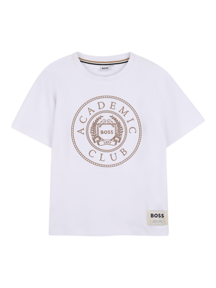 HUGO BOSS Kids' Short Sleeve Graphic Print T-Shirt, White, White
