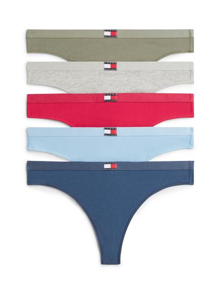 Tommy Hilfiger Heritage Logo Thong, Pack of 5, Multi, Multi