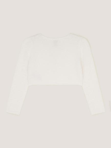 Monsoon Kids' Phoebe Pearl Trim Cardigan, Ivory - view 2, Ivory