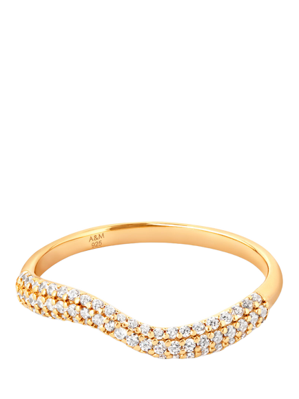 Astrid & Miyu Wave Crystal Ring, Gold, Gold