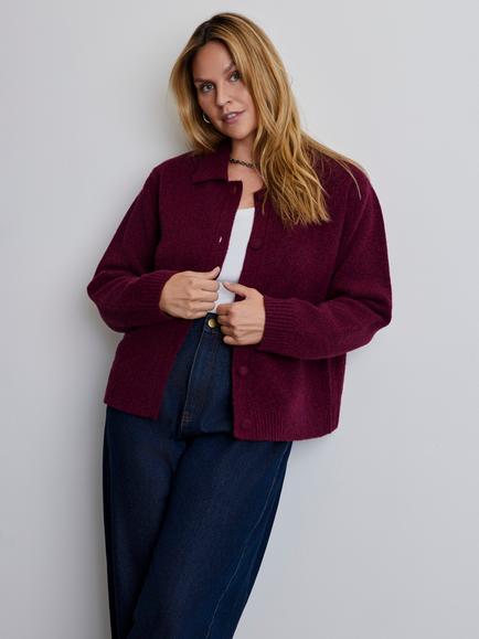 Live Unlimited Collared Cardigan, Red, Red