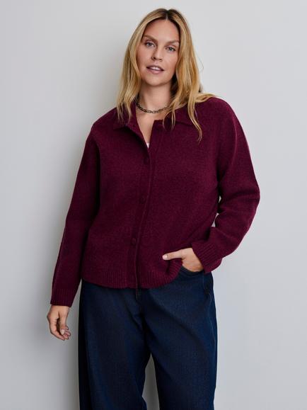 Live Unlimited Collared Cardigan, Red - view 2, Red
