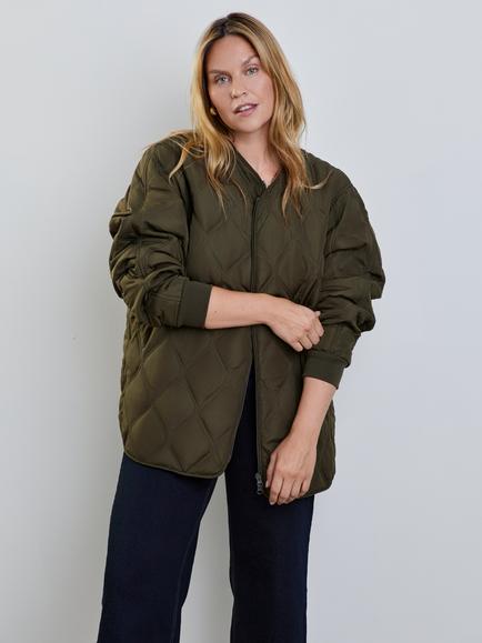 Live Unlimited Quilted Bomber Jacket, Green, Green