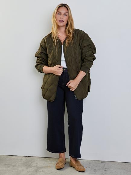 Live Unlimited Quilted Bomber Jacket, Green - view 2, Green